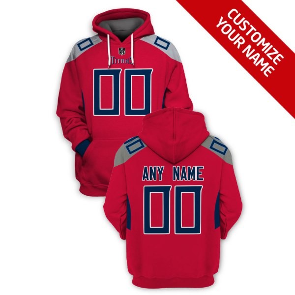 Men's Tennessee Titans Active Player Custom 2021 Red Pullover Hoodie